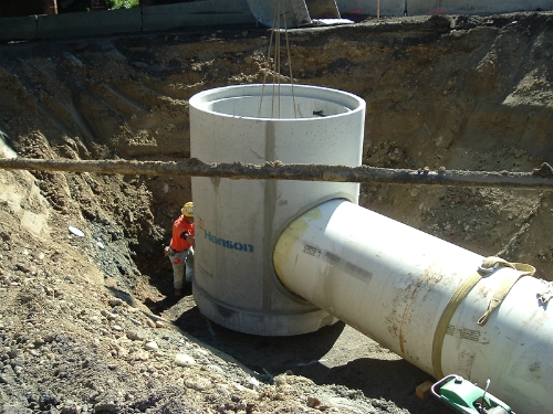 Ostrander Rock Installation in Vancouver, Washington. 1625 A•LOK X•CEL's 48'' PVC Pipe